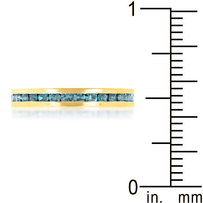 Stylish Stackables Aqua Crystal Gold Ring