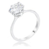 2Ct Rhodium Round Cut Scallop Solitaire Engagement Ring