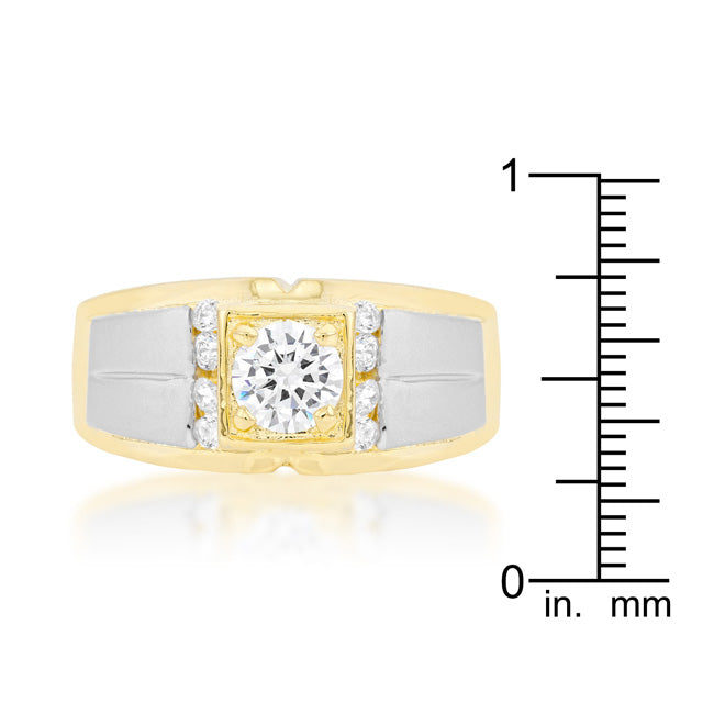 Cubic Zirconia Two-Tone Mens Ring