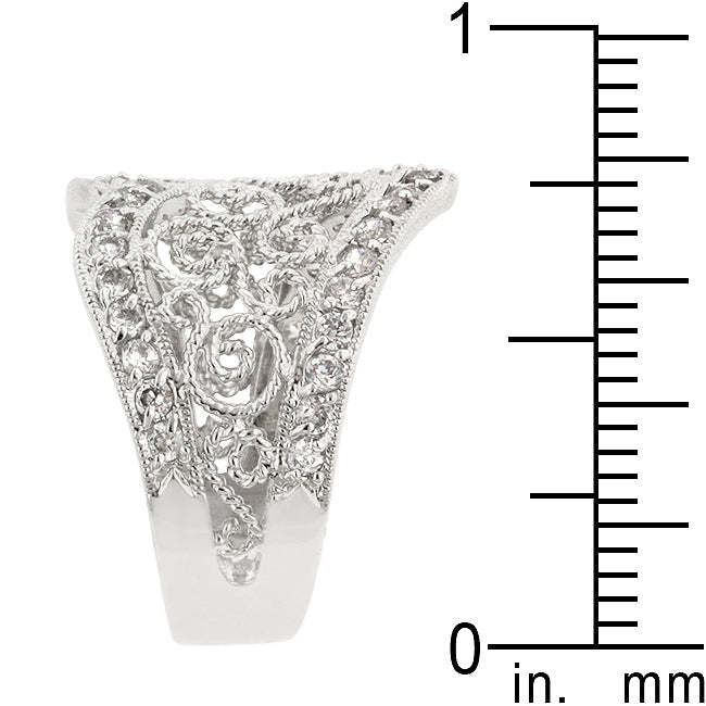 Cubic Zirconia Filigree Hearts Ring