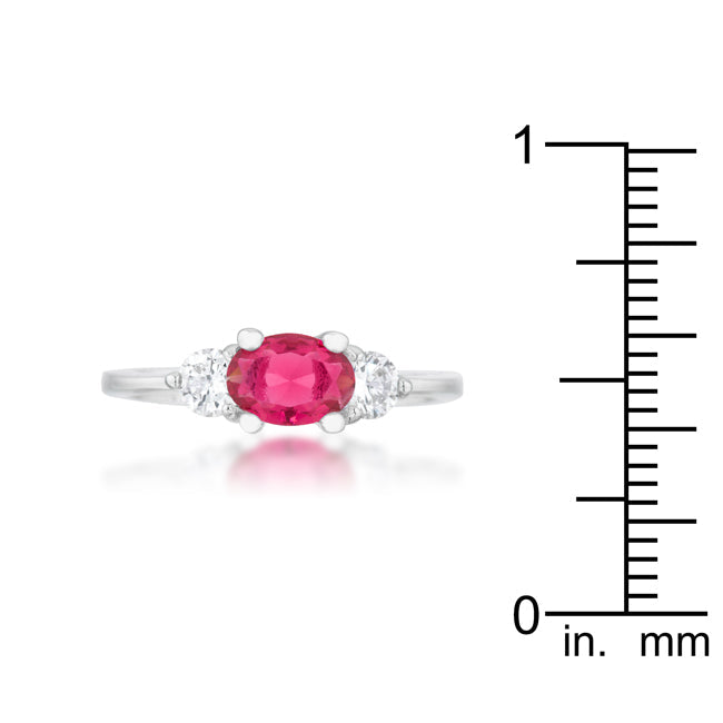 Miranna 1.2ct Fuchsia CZ Rhodium Classic Oval Ring