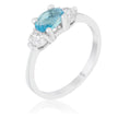 Miranna 1.2ct Blue Topaz CZ Rhodium Classic Oval Ring