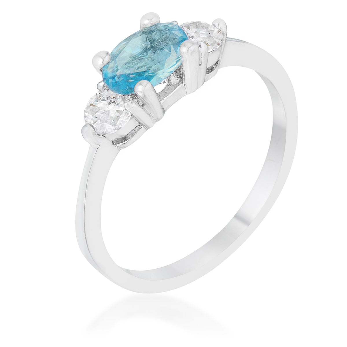 Miranna 1.2ct Blue Topaz CZ Rhodium Classic Oval Ring