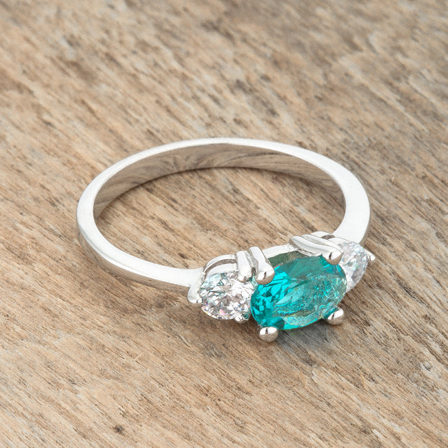 Mariah 1.2ct CZ Rhodium Aqua Simple Classic Ring