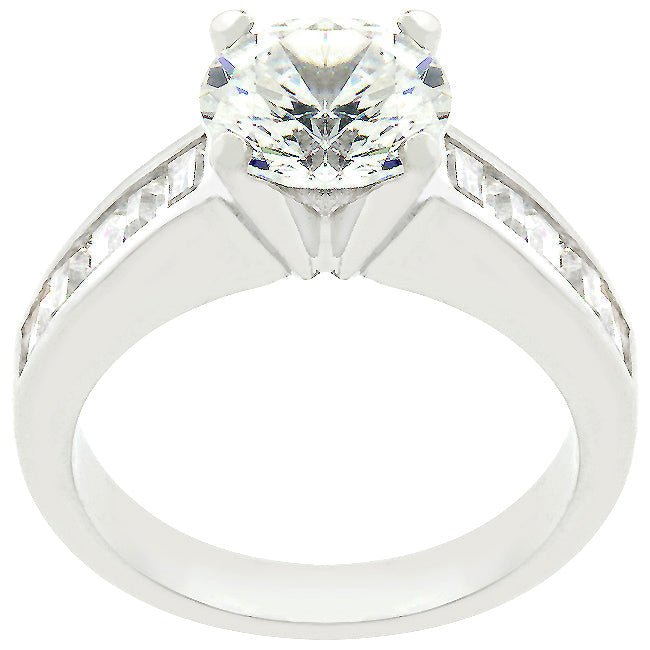 Classic Rhodium Plated Engagement Ring