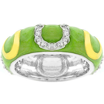 Apple Green Enamel Horseshoe Ring