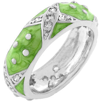 Marbled Apple Green Enamel Ring