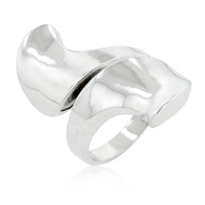 Rhodium Plated Finish Abstract Statement Ring