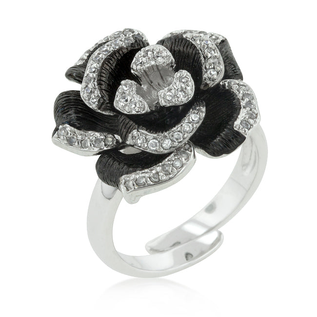 Two-tone Finish Floral Ring with Textured Pedals