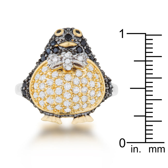 Jet Black Cubic Zirconia Penguin Ring