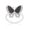 Black and White Cubic Zirconia Butterfly Ring