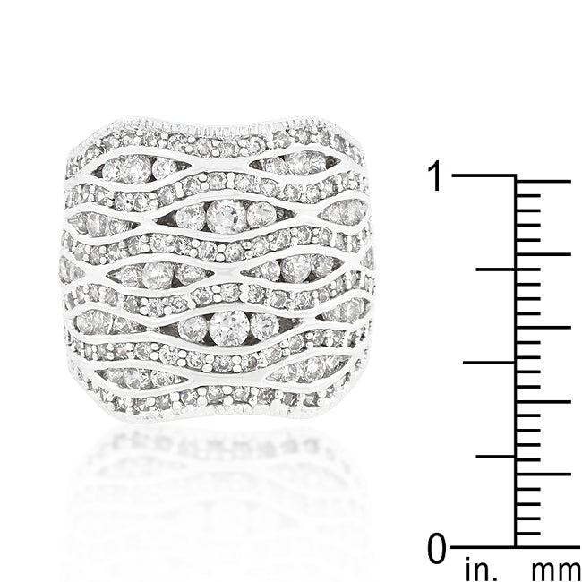 Cubic Zirconia Pave Abstract Ring