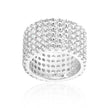 Rhodium Plated Finishd Wide Pave Cubic Zirconia Ring