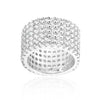 Rhodium Plated Finishd Wide Pave Cubic Zirconia Ring