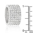 Rhodium Plated Finishd Wide Pave Cubic Zirconia Ring