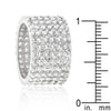 Rhodium Plated Finishd Wide Pave Cubic Zirconia Ring