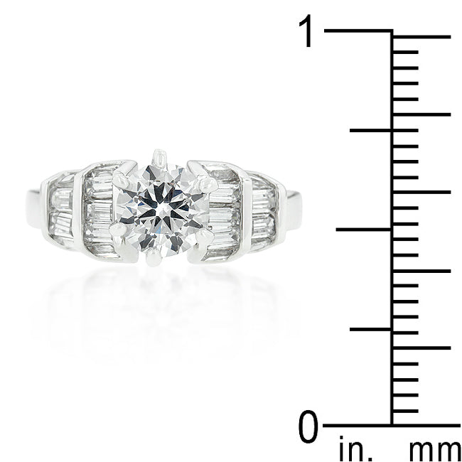 Tapered Baguette Cubic Zirconia Engagement Ring