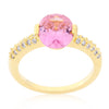 Pink Oval Cubic Zirconia Engagement Ring