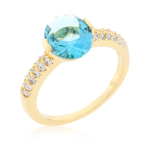 Aqua Oval Cubic Zirconia Engagement Ring