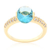 Aqua Oval Cubic Zirconia Engagement Ring