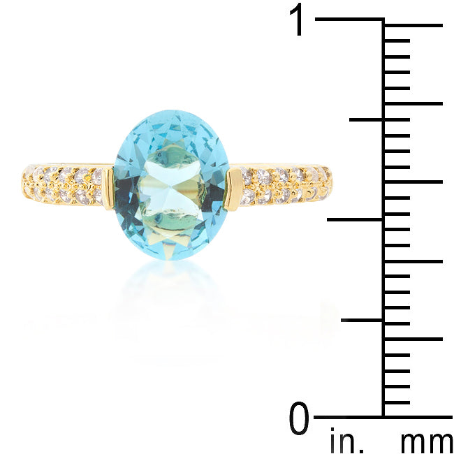 Aqua Oval Cubic Zirconia Engagement Ring