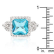 Halo Style Princess Cut Aqua Blue Cocktail Ring