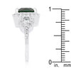 Halo Style Princess Cut Emerald Green Cocktail Ring