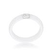 White Ceramic Band Ring With Cubic Zirconia