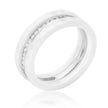 White Ceramic Triplet Ring With Cubic Zirconia