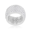 Wide Pave Cubic Zirconia Silvertone Band Ring