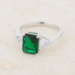 Classic Emerald Rhodium Engagement Ring