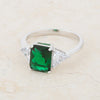 Classic Emerald Rhodium Engagement Ring