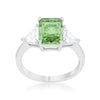 Classic Apple Green Rhodium Engagement Ring