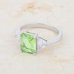 Classic Apple Green Rhodium Engagement Ring