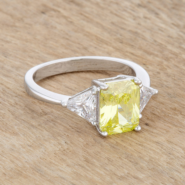 Classic Peridot Rhodium Engagement Ring