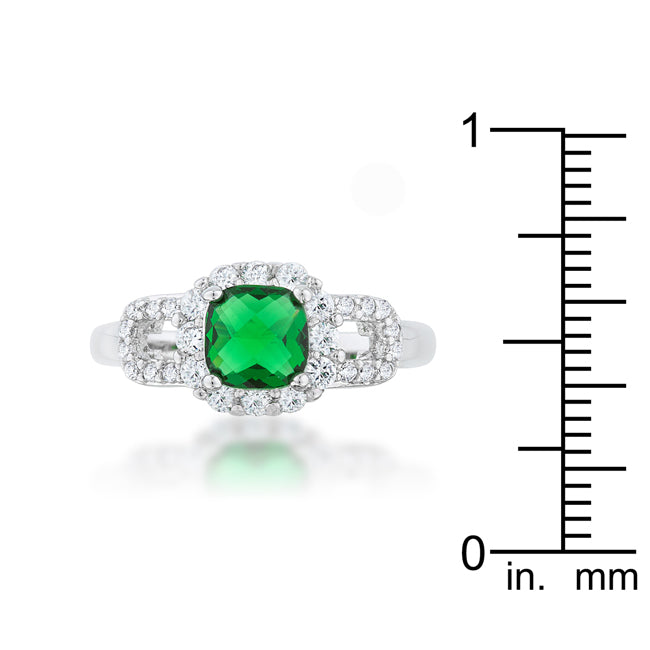 Liz 1.1ct Emerald CZ Rhodium Classic Ring