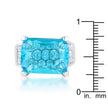 Mina 15.4ct Aqua CZ Rhodium Cocktail Ring