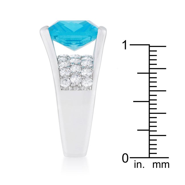 Mina 15.4ct Aqua CZ Rhodium Cocktail Ring