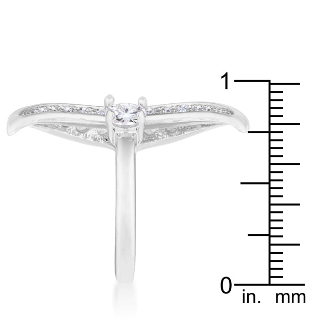 Luna .75ct CZ White Gold Rhodium Delicate Ring