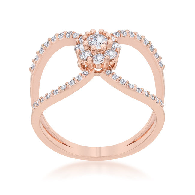 Joyce 0.4ct CZ Rose Gold Delicate Floral Wrap Ring