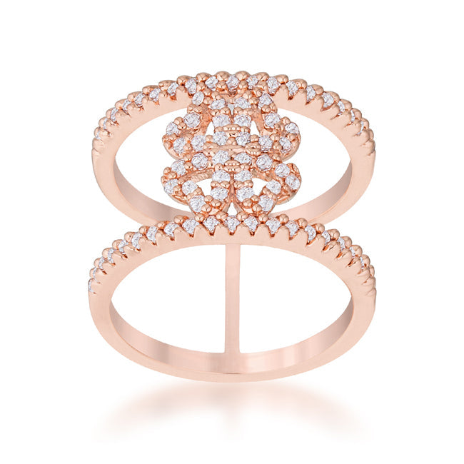 Lauren 0.4ct CZ Rose Gold Delicate Clover Wrap Ring