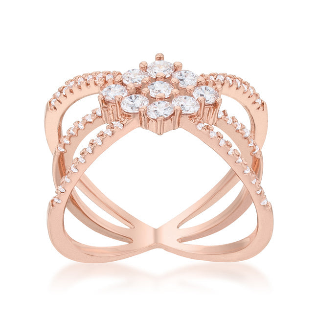 Mindy 0.8ct CZ Rose Gold Delicate Triple Wrap Ring