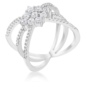 Rhodium Plated Mindy 0.8ct CZ Delicate Triple Wrap Ring