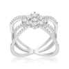 Rhodium Plated Mindy 0.8ct CZ Delicate Triple Wrap Ring