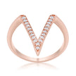 Michelle 0.2ct CZ Rose Gold Delicate V-Shape Ring