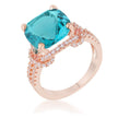 Charlene 6.2ct Aqua CZ Rose Gold Classic Statement Ring