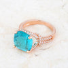 Charlene 6.2ct Aqua CZ Rose Gold Classic Statement Ring