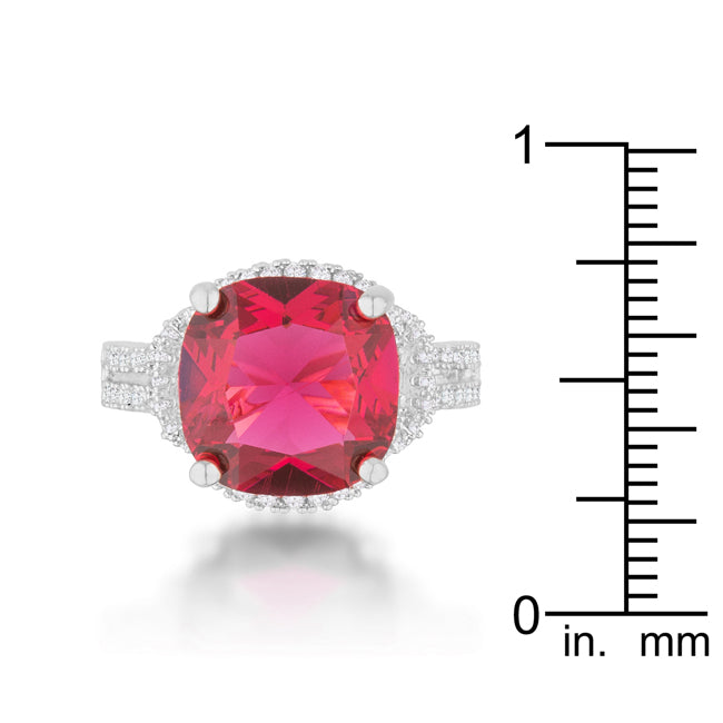 Charlene 6.2ct Ruby CZ Rhodium Classic Statement Ring