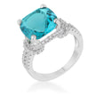 Charlene 6.2ct Aqua CZ Rhodium Classic Statement Ring