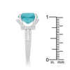 Charlene 6.2ct Aqua CZ Rhodium Classic Statement Ring